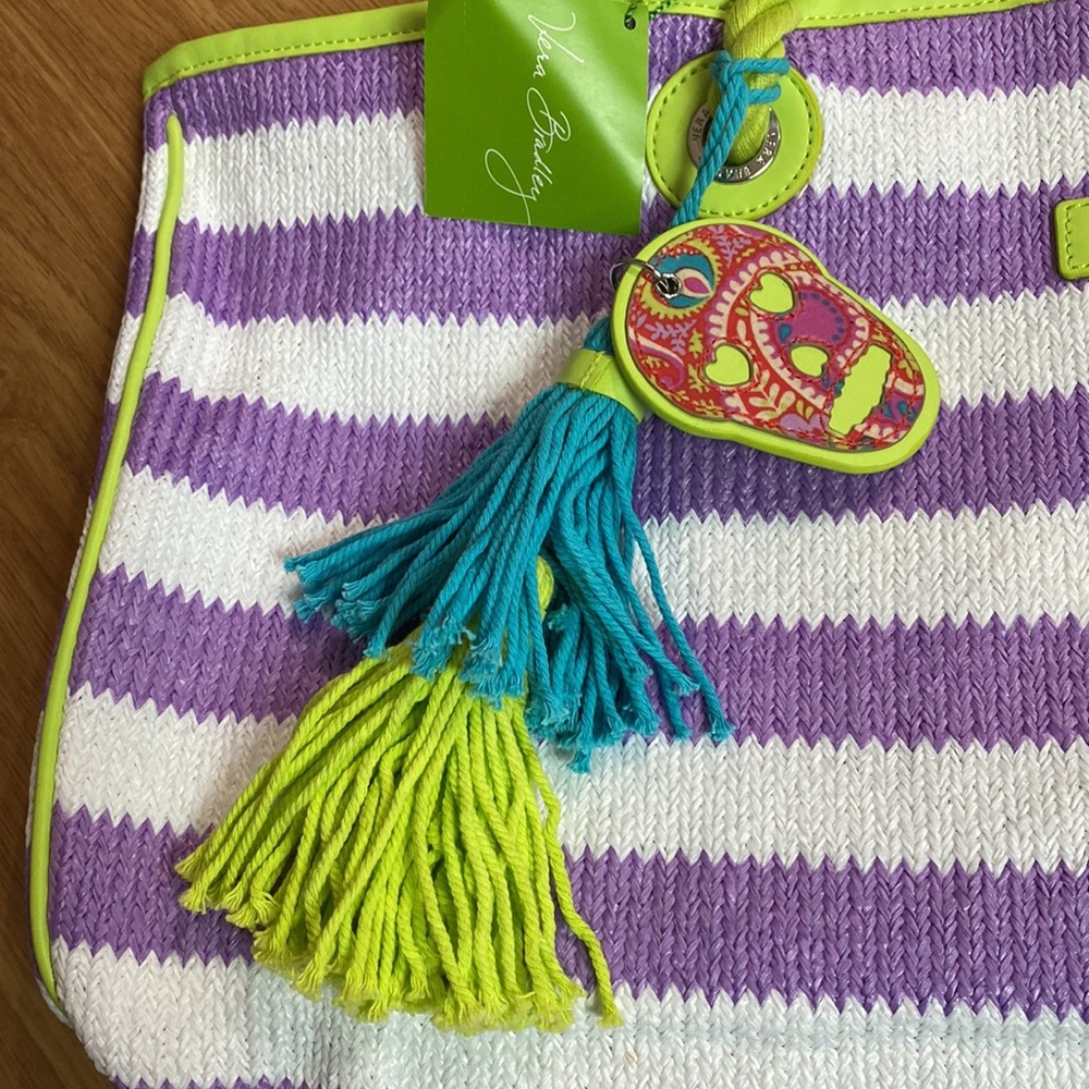 Vera Bradley Striped Tote Lilac Stripe 15953-640 - Picture 2 of 12